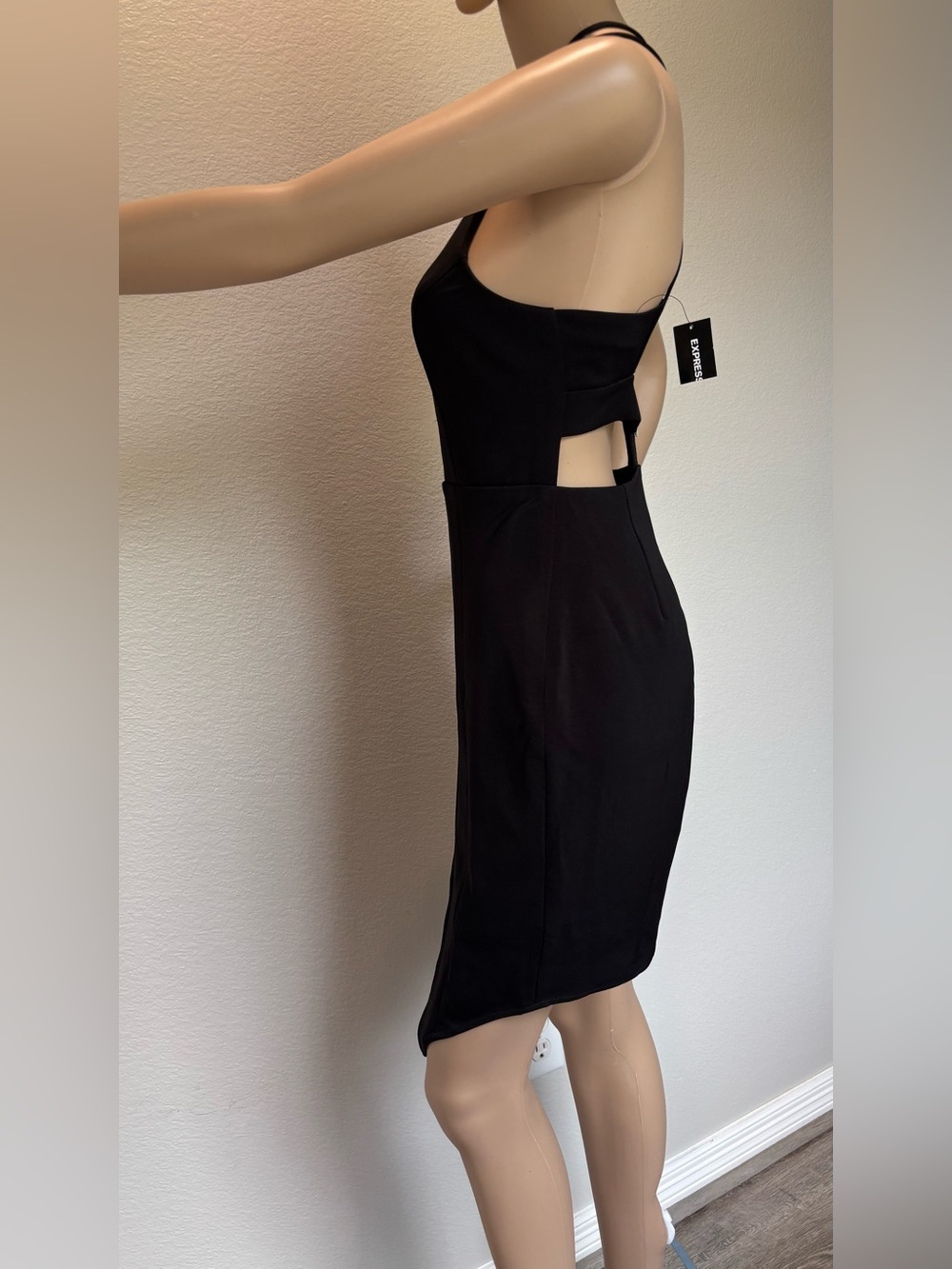 Express Black Asymmetrical Halter Sheath Dress - Picture 5 of 13
